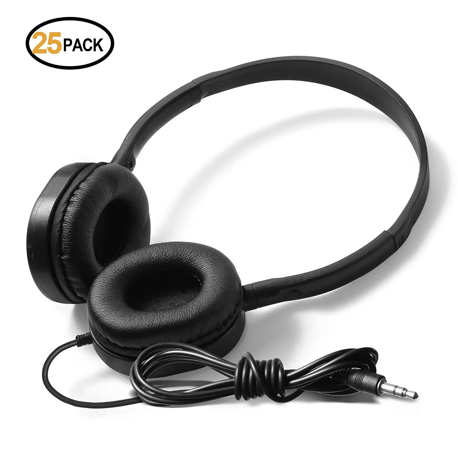 Bulk Low Cost Stereo Headphones - Kaysent(KHP-L25) 25 Pack Headphones in Bulk School,Airplane,Hospital,Kids Adults