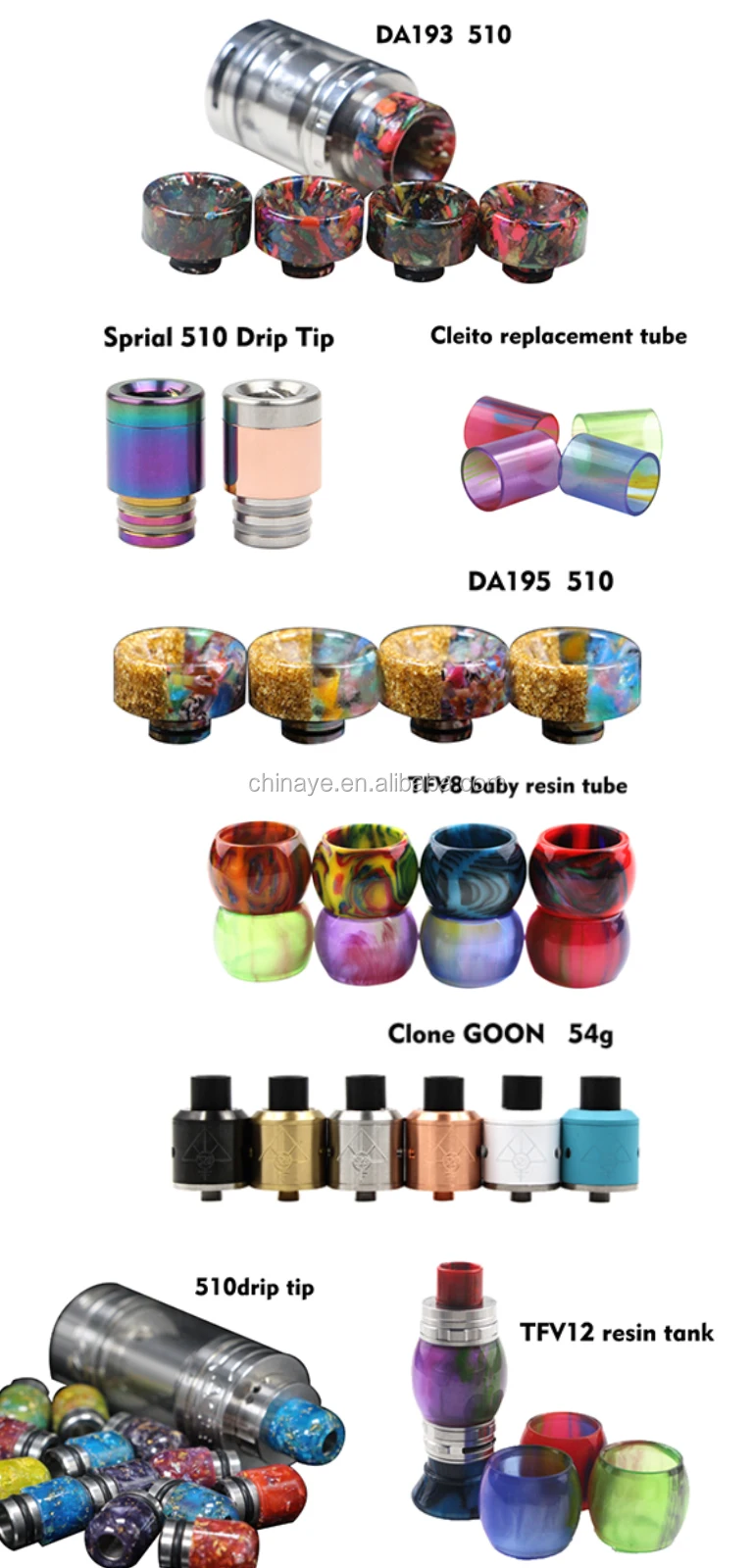 2018 Amazon Best Sellers Drip Tip Ecigarette Vape Accessories Resin