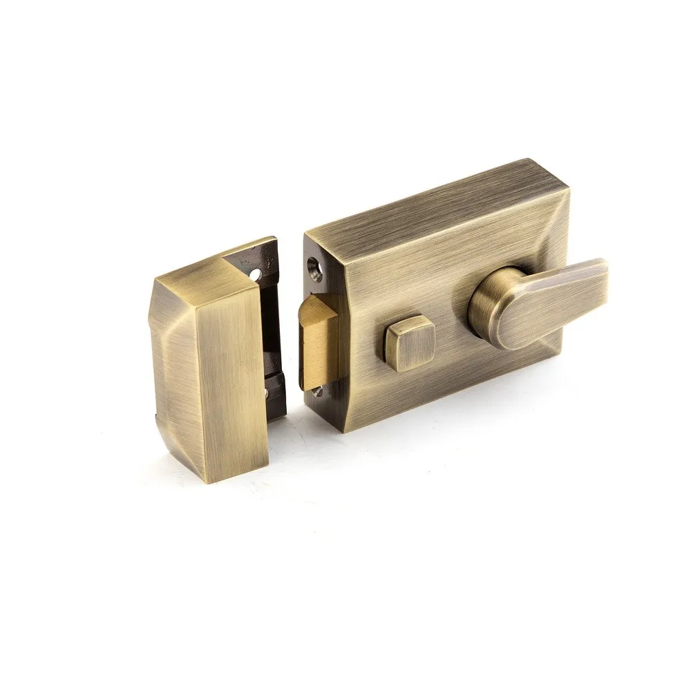 Antique Brass Zinc Heavy Duty Night Latch Deadlock With Brass Cylinder