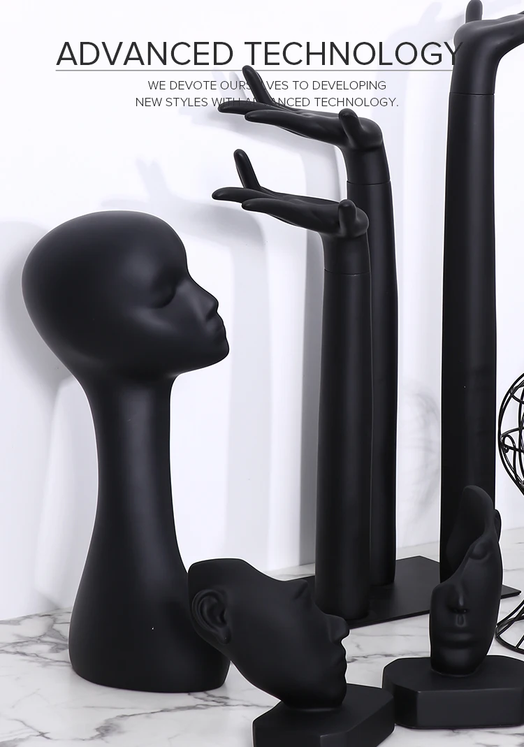 Uk Warehouse Black Mannequin Head For Wigs Hat Display Stand Long Neck Mannequin Fiberglass