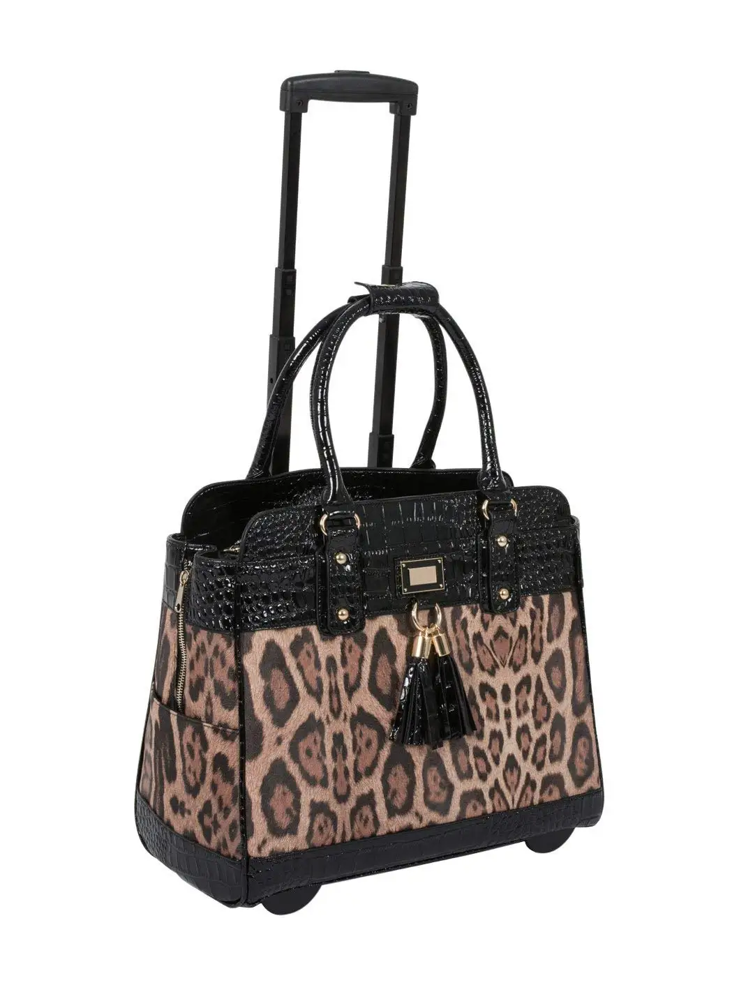 leopard rolling tote