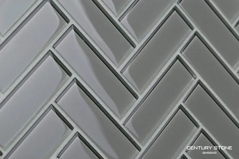 Gris verre chevrons de carreaux de mosaïque pour dosseret de ... Dosseret décor Gris