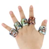 XULIN Mix Size Millefiori Silver Foil Lampwork Glass Rings 12pcs/box