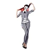 Black White Striped Womens Halloween Costumes XL Beetlejuice Outfit Adult Graveyard Ghost Cosplay