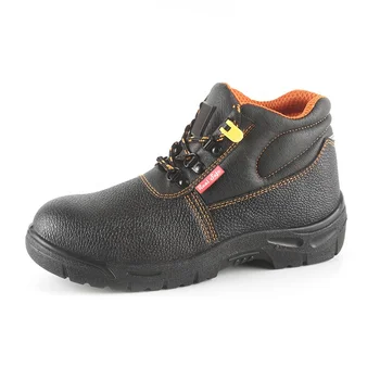 Black Genuine Leather Safety Shoes With 
