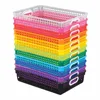 Wholesale 14"x 10" Rainbow Classroom Paper Baskets With Handles Cheap Plastic Rectangular Storage Trays Baskets Organizers