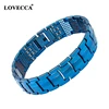 Luxury blue arthritis solutions strong magnetic bracelet 4 in 1 bio energy germanium titanium bracelet for men