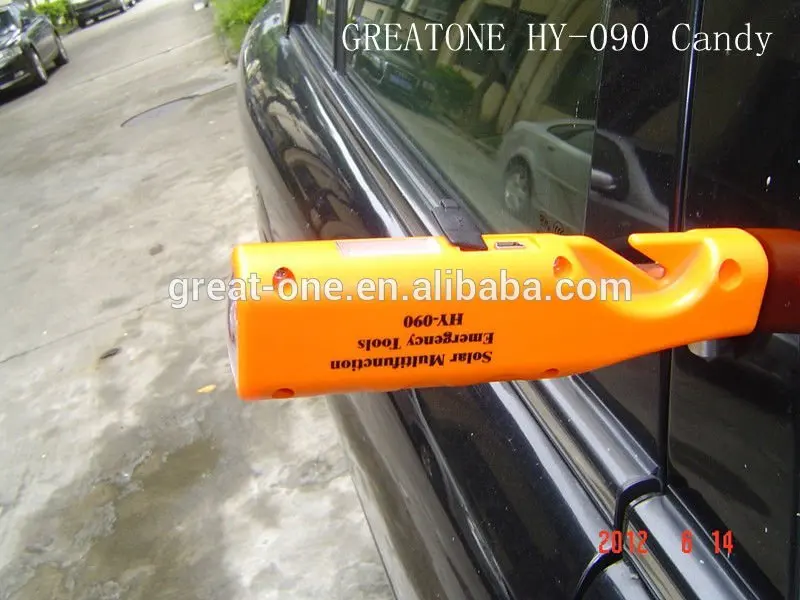 Mini Portable Auto Solar Emergency Hammer And Flashlight Light Buy