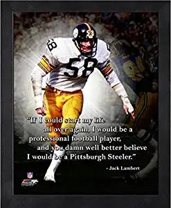 Jack Lambert Pittsburgh Steelers Pro Quotes Photo (Size: 9" x 11") Framed