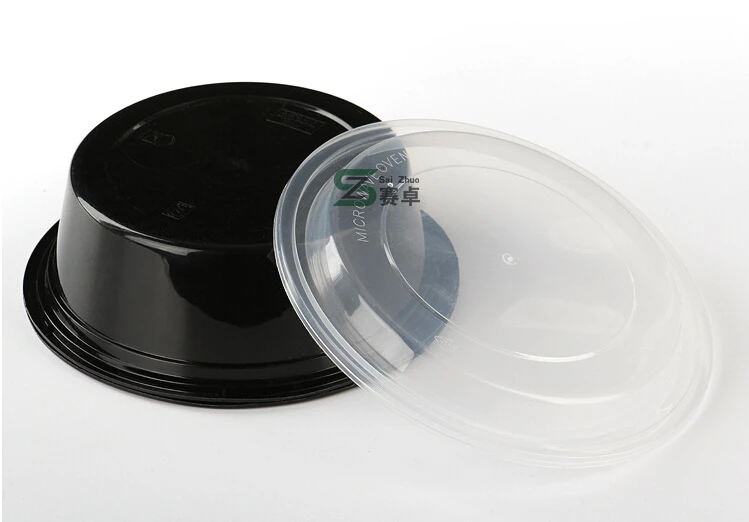 1000ml Round Bowl Black Disposable Take away Food packaging Box Container