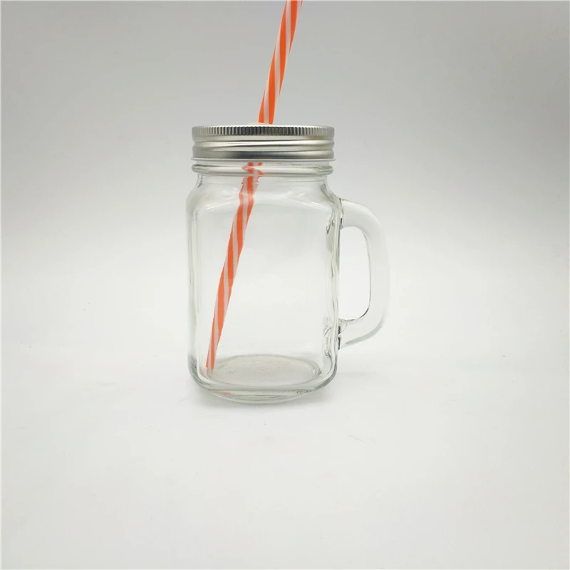480ml 16oz Beverage Juice Glass Mason Jars With Handle And Lids Buy