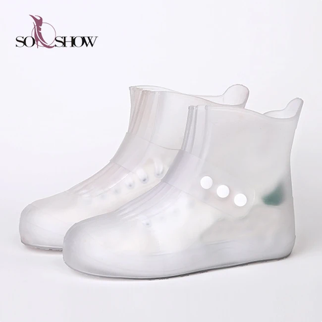 Waterproof Rain Boots Reusable Transparent Women Men Rubber Rain Shoes Cover