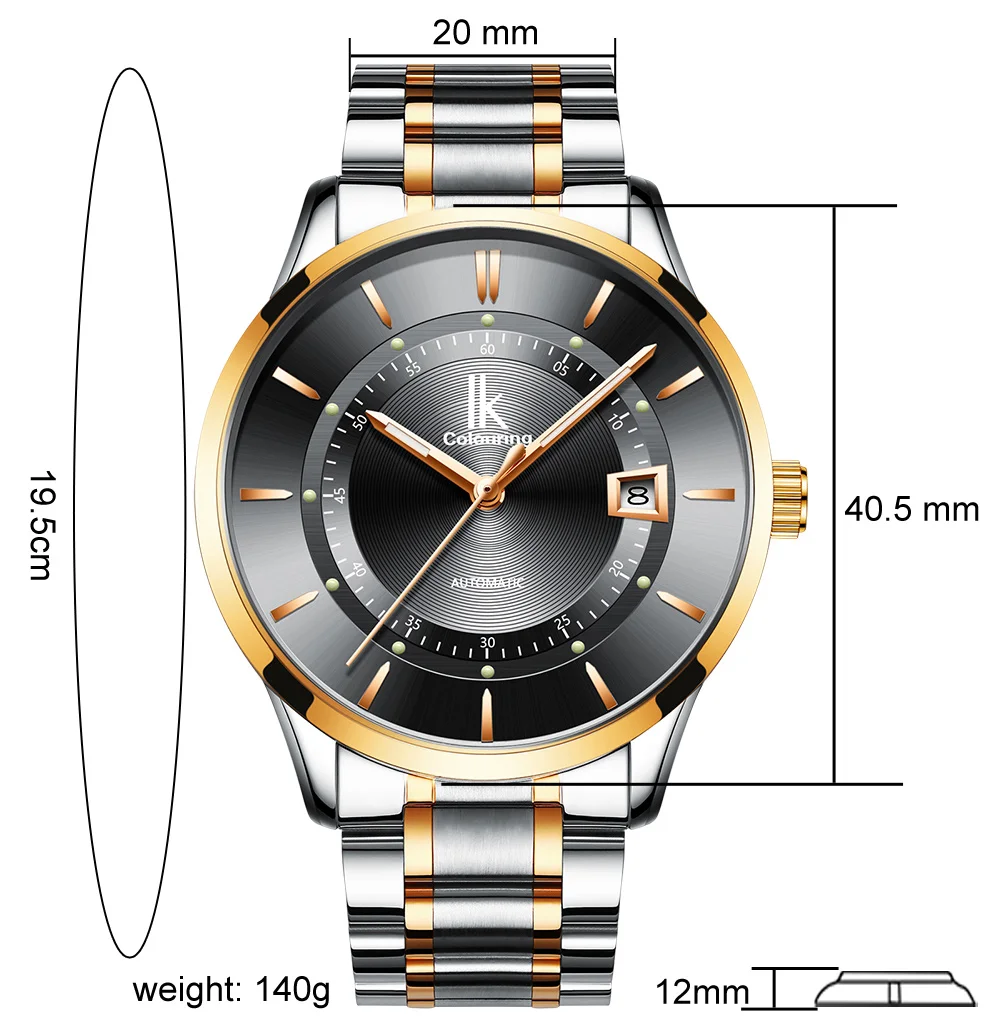 Ik Colouring K007 Men Automatic Mechanical Watch Stainless Steel Band ...