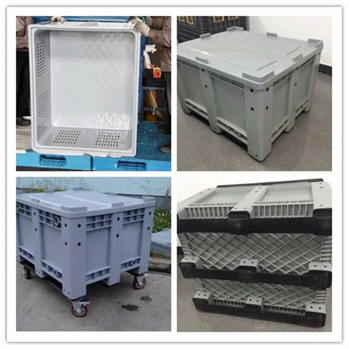 1200*1000 Euro Sólido Apilable De Plástico Grande Bin Paleta Con Tapa Y