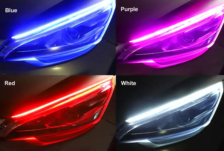 Htauto Rgb 60cm Flexible Led Drl Daytime Running Lights Turn Signal Car