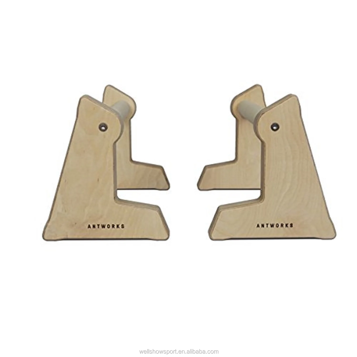 Wellshow Sport Wooden Parallettes Push Up Bar Wooden Parallettte Wooden