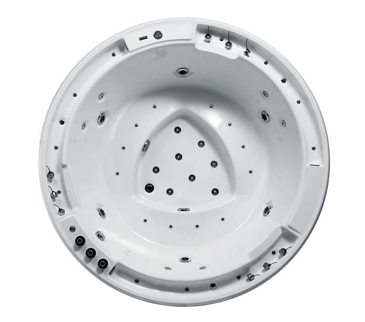 Modern Design Large Circular 2-Person Massage Adult Acrylic Bathtub Drop-in Installation for Hotel Use