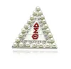 Fashion Crystals Pearls Greek Sorority Fraternity Organization Symbol Red Delta Sigma Theta Triangle