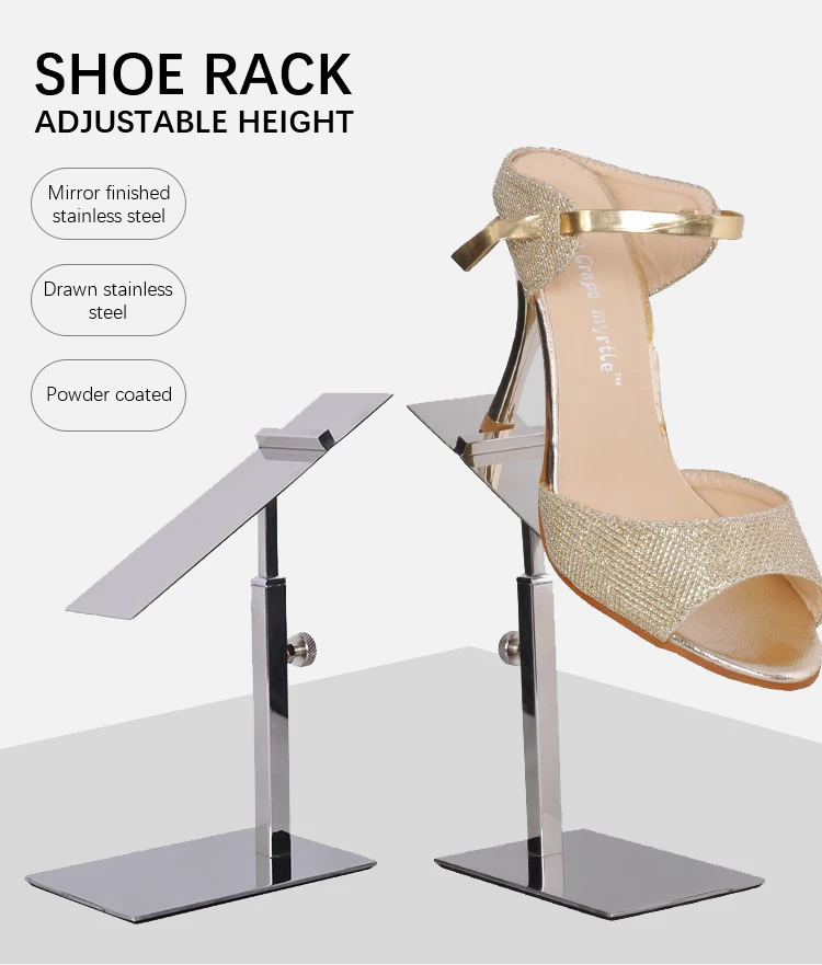 Adjustable Height Chrome Rack Luxury Metal Mirror Polish Shoes Display ...