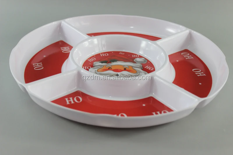 Melamine Five Divide plate ,Christmas Dishes , Xmas Plate