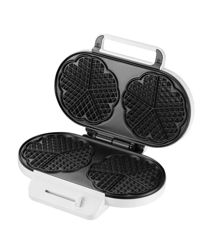 Electric Double Waffle Pancake Maker Stainless Steel Covered 4 Pieces
