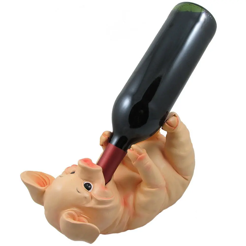 Drinking Pig Wine Bottle Holder Sculpture For Country Farm Bar And Kitchen Decor Tabletop Stands Decorative Holders Animal Drinking Pig Wine Bottle Holder Sculpture For Country Farm Bar And Kitchen Decor Tabletop Stands Decorative Holders Animal