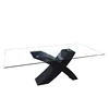 dining table set italian 2019 hot sale ARIZONA large X dining table with 12mm tempered glass for dining room