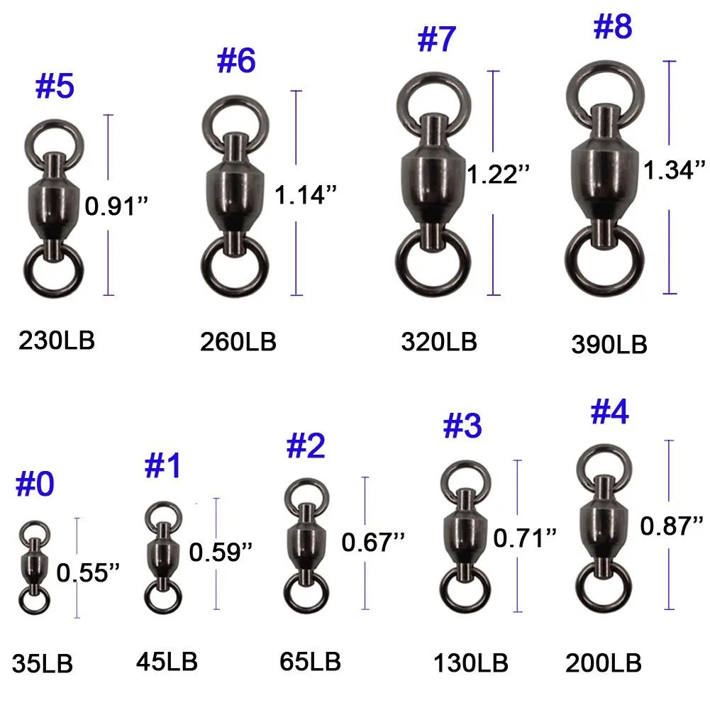 Copper 35lb390lb High Strength Fishing Ball Bearing Swivels Fish