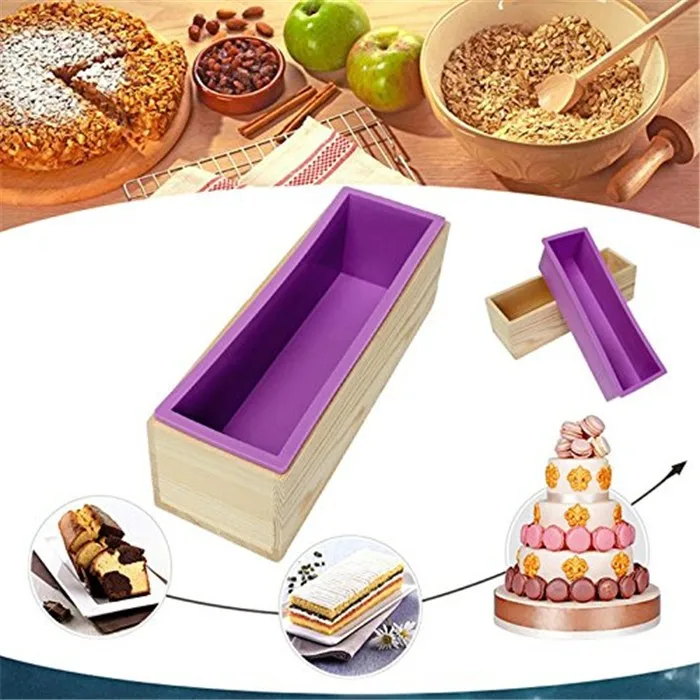 Rectangular Soap Silicone Loaf Mold Wood Box For 42oz Soap Making