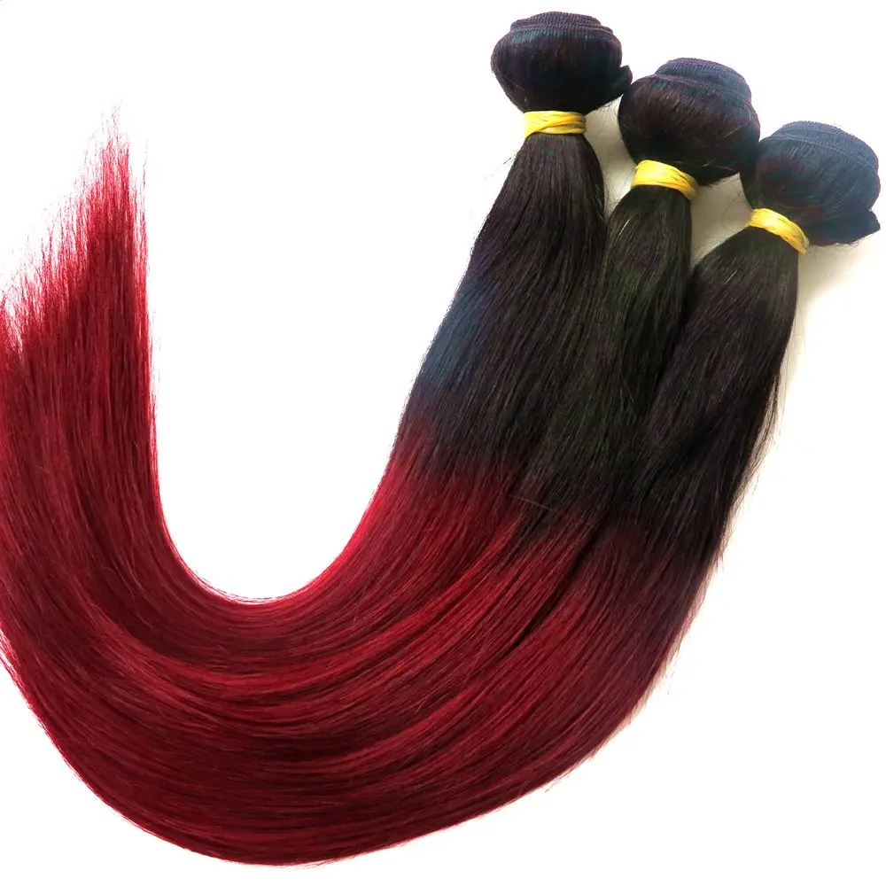 Harmony Quality Remy Dip Dye Ombre Hair Extension Black And Red