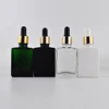 Rectangle glass bottle /flat shape glass dropper bottle/30ml square glass bottle with golden screw cap