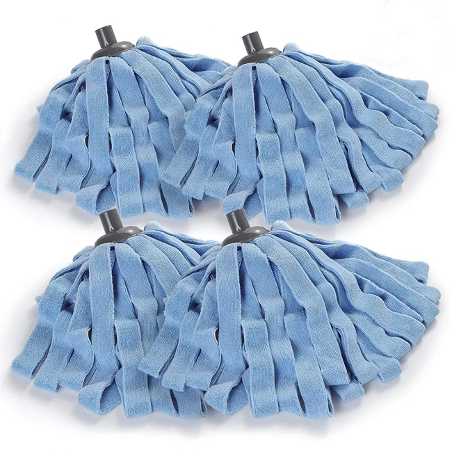 Professional Industrial Microfiber Mop With Custom Head Shape Wood Pole And Stainless Tray For