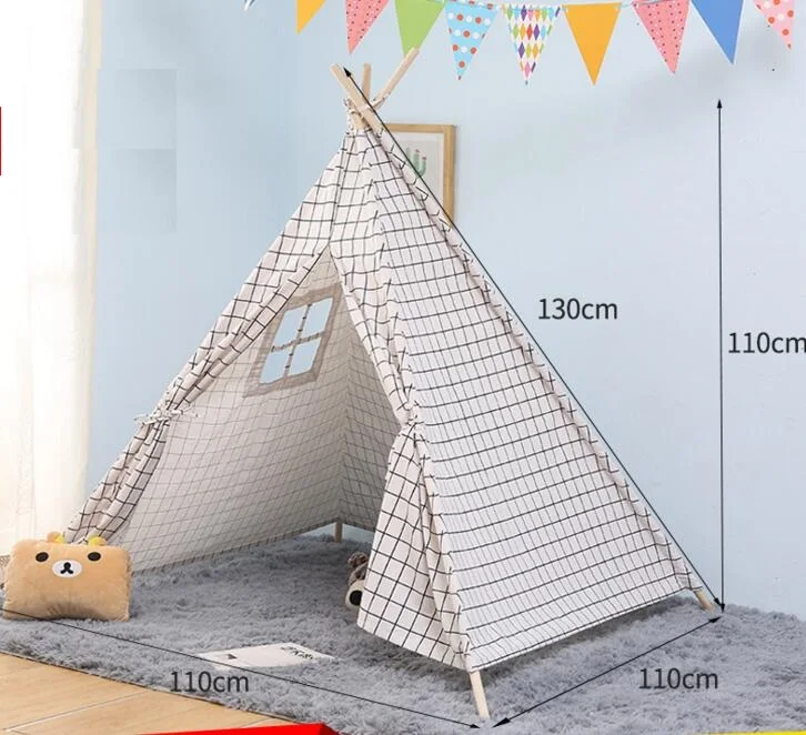 2020 Canvas Indoor Indian Teepee Wooden Children Play Tent Kids Tepee ...