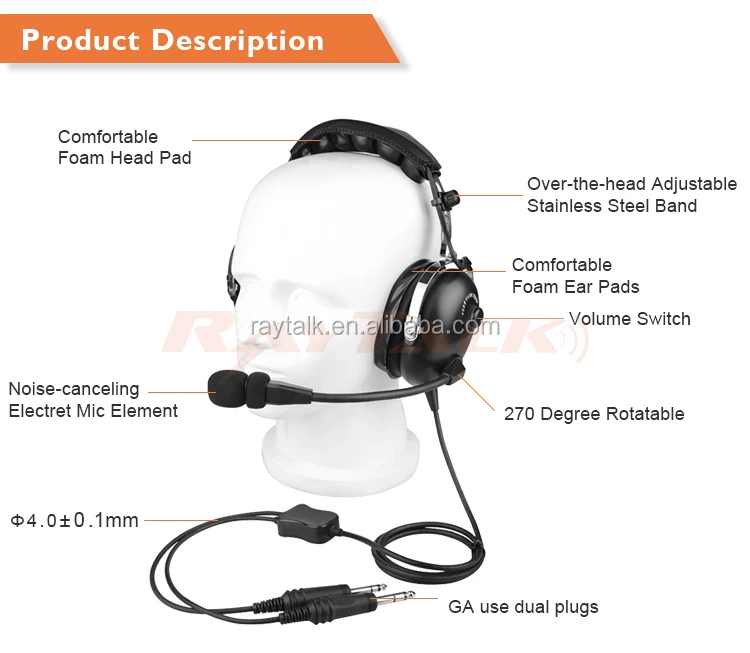 Airline Aircraft Pilot Headset Aviation Headset With Electrect/dynamic
