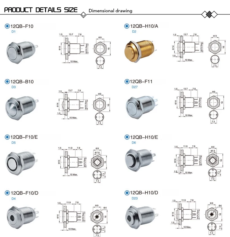 push button switch,momentary push button switch,metal push button switch,12mm push button switch,2 pin push button switch,220 volt push button switch