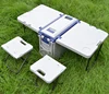 25L multifunctional camping picnic folding rolling ice chest foldable table cooler box table chair with chair and table