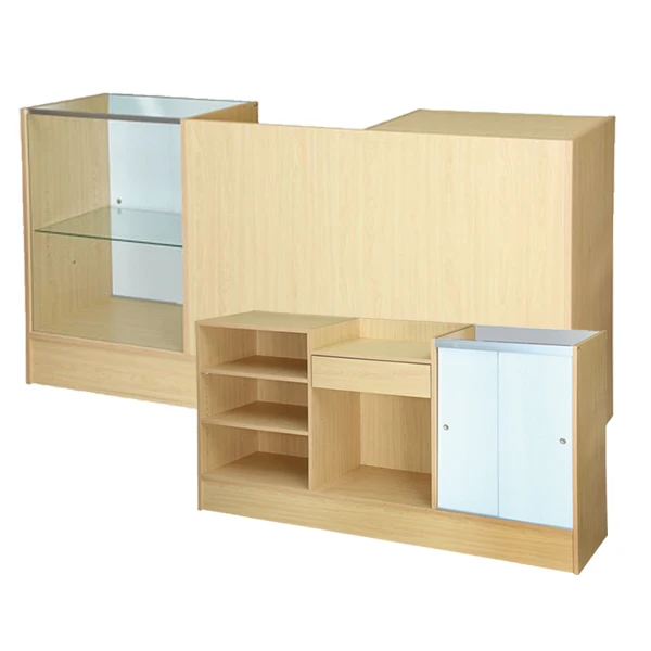 Fashion Design Wooden Cash Counter Retail Economy Half Vision Showcase