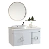 Customized Bathroom Vanities / classic white bathroom wall hung vanity with storage cabinet