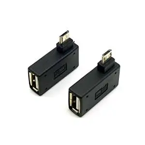 CY 2pcs 90 Degree Ultra Flat Left & Right Angled Micro USB 2.0 OTG Host Adapter for Cell Phone & Tablet