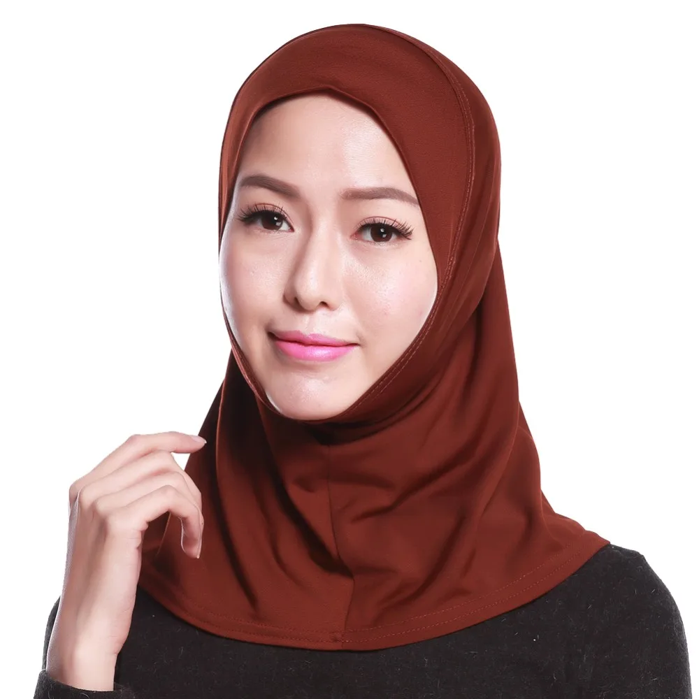 Pure Color Muslim Polyester Scarves Islamic Clothing Arab Muslim Ready To Wear Hijab Plain Al 4834