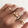 Retro totem diamond semicircle eye ring rose alloy crystal heart ring 8pcs finger rings