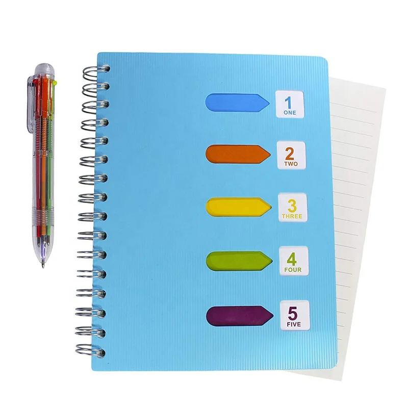 Bulk A5 Spiral Notebook Planner Journal With Colored Index Tab Divider