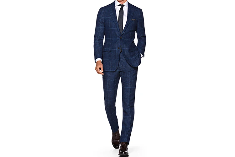 blue chex suit