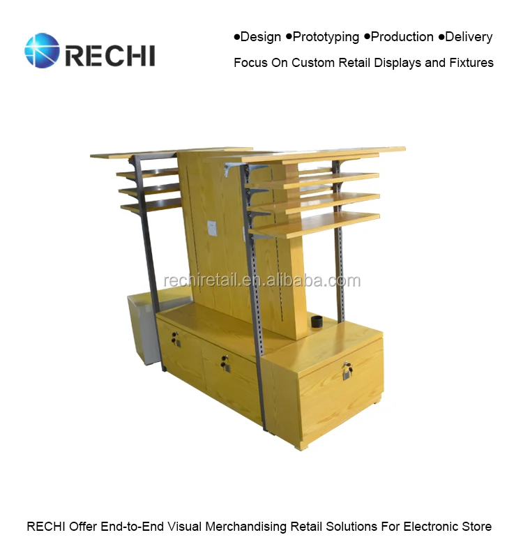 Rechi Custom Centre Wood Display Counter For Electronic Accessory With