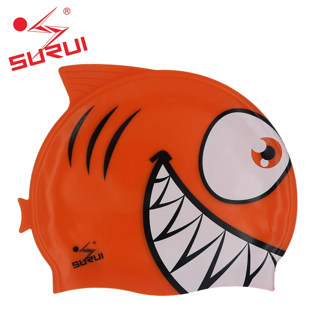 funny Silicone Kids  big mouth fish  shape Swimming Cap with your  logo