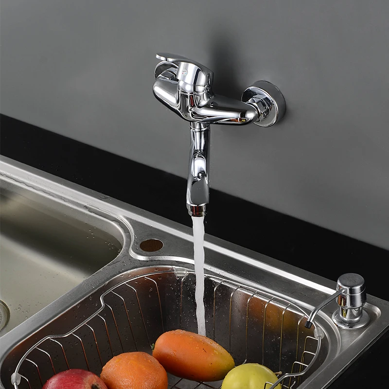 Huic Brass Hot And Cold Rotating Single Handle Wall Sink Mixer L Nozzle