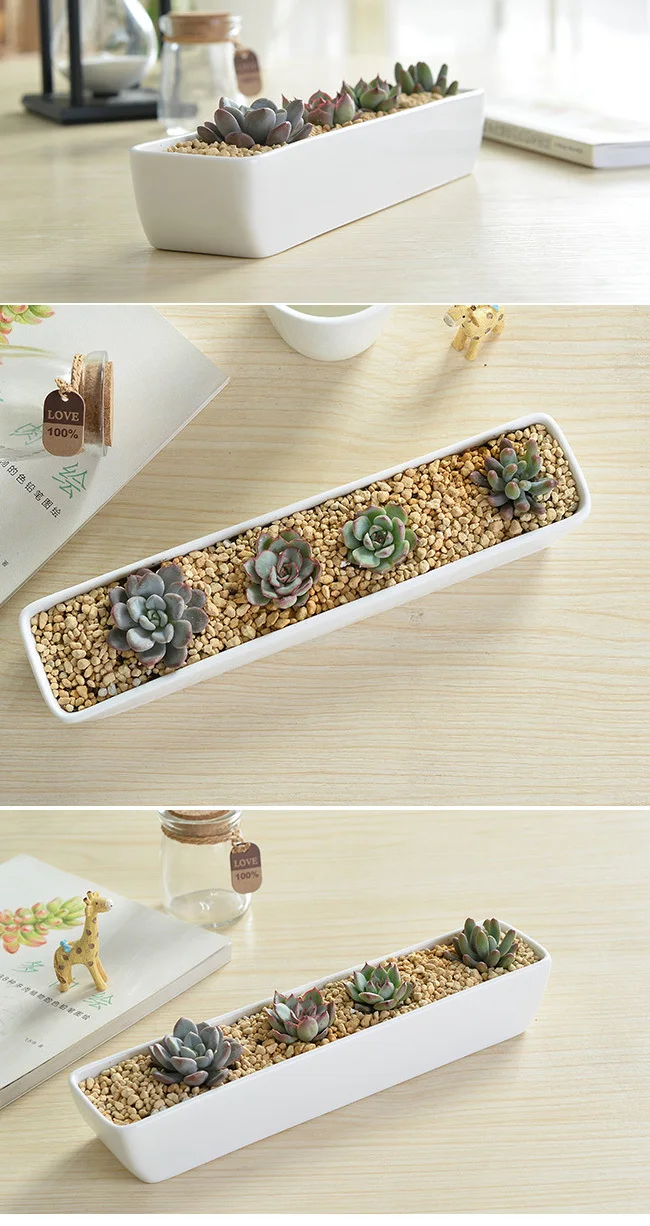 Indoor Decor Small White Ceramic Rectangular Flower Pots Buy Ceramic