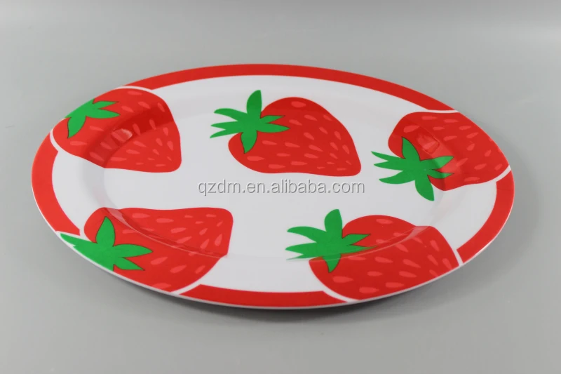 Strawberry Print Melamine Oval Dinner Plate