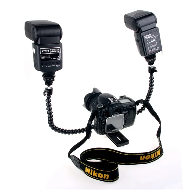 Brand New Dual Flash Mount For Panasonic Flash Light Magic Arm Hot Shoe