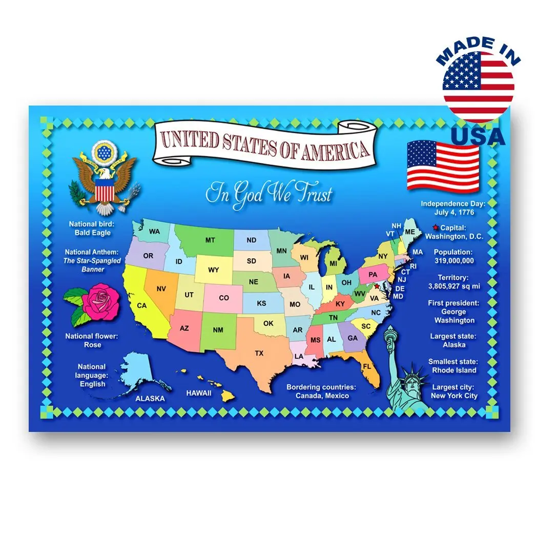 Post cards with IA map and state symbols Made in USA. IOWA STATE MAP postcard set of 20 identical postcards